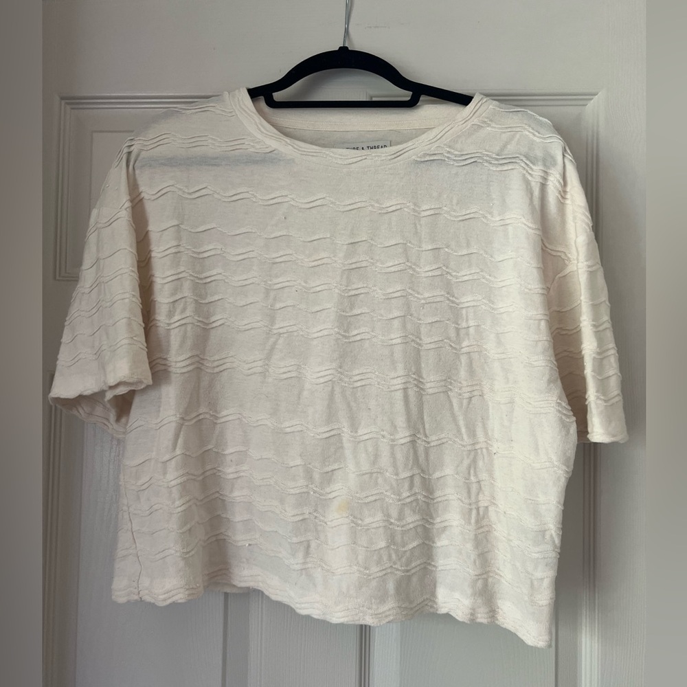 Madewell Cream Short Sleeve Shirt Medium